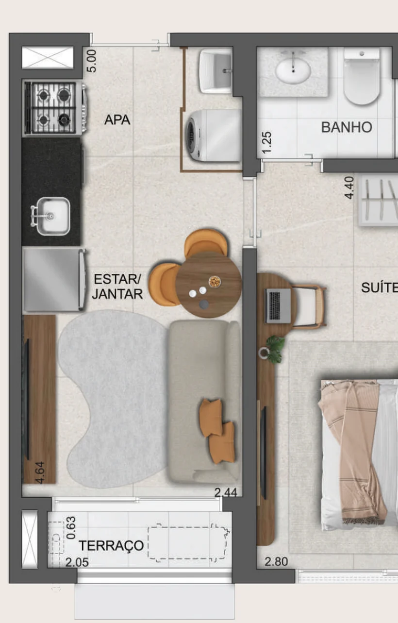 Planta 33 m² Reserva São Caetano do Sul - Bosque