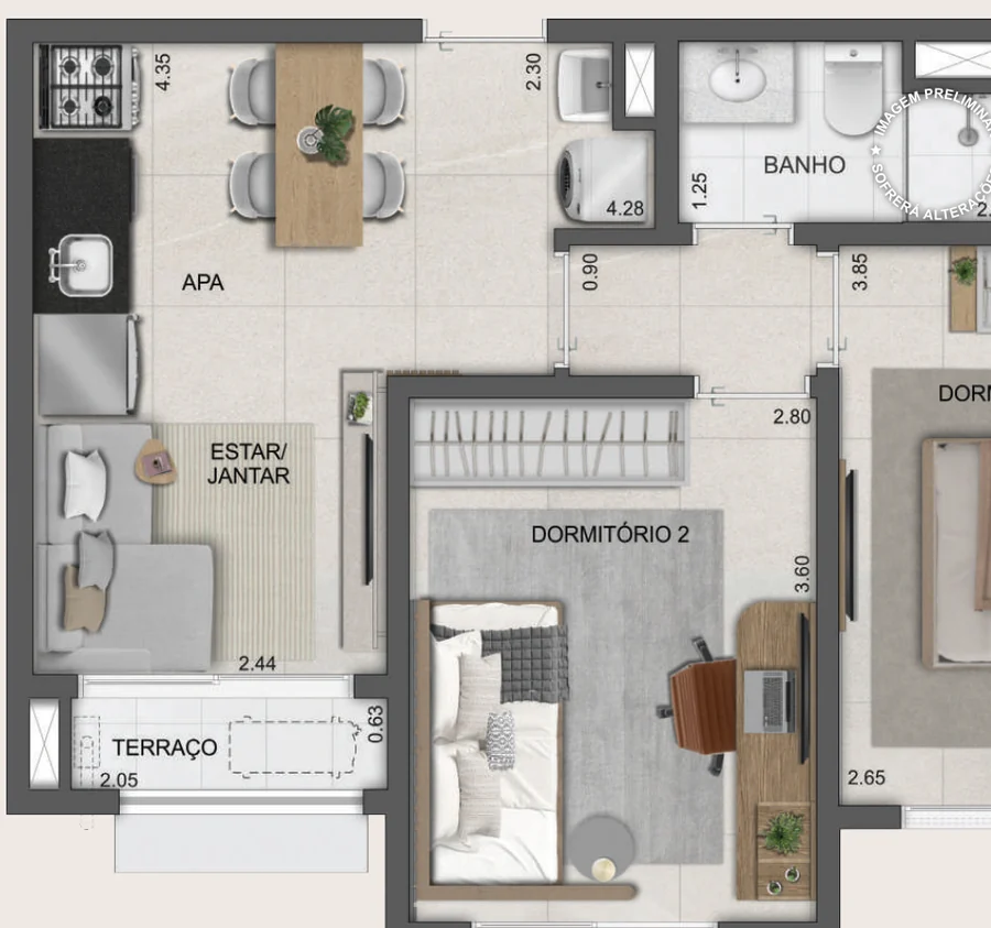 Planta 47 m² Reserva São Caetano do Sul - Bosque