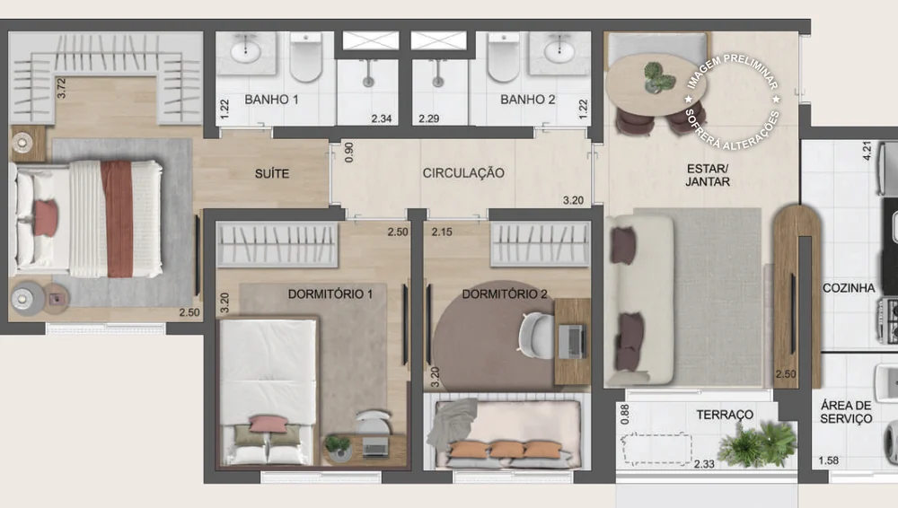 Planta 64 m² Reserva São Caetano do Sul - Bosque